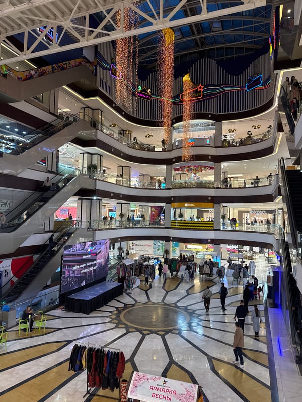 Ordinary shopping mall activities documented in Bishkek, Kyrgyzstan