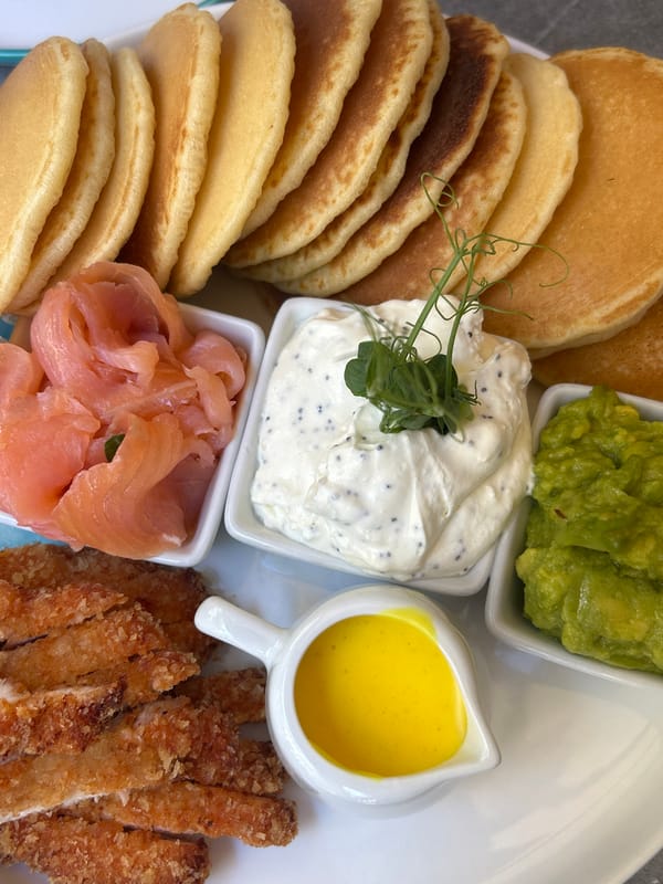 Brunch spread at a Sofia café, multiple angles