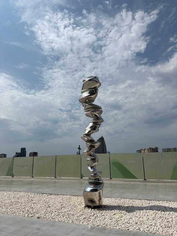 Quirky bronze animal sculptures outside Baku's Heydar Aliyev Center