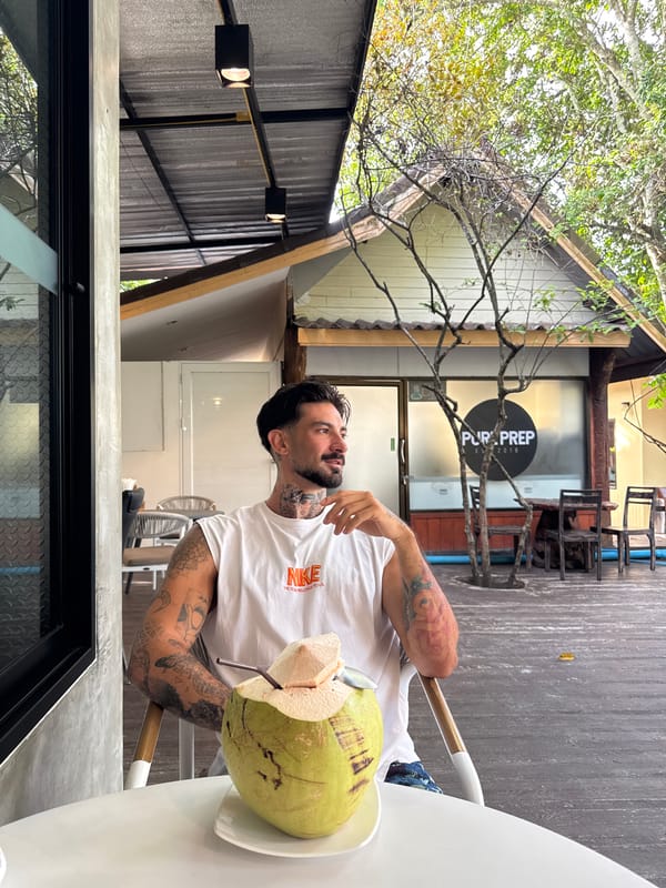 Coconut drinks shared at late-night Chalong cafe