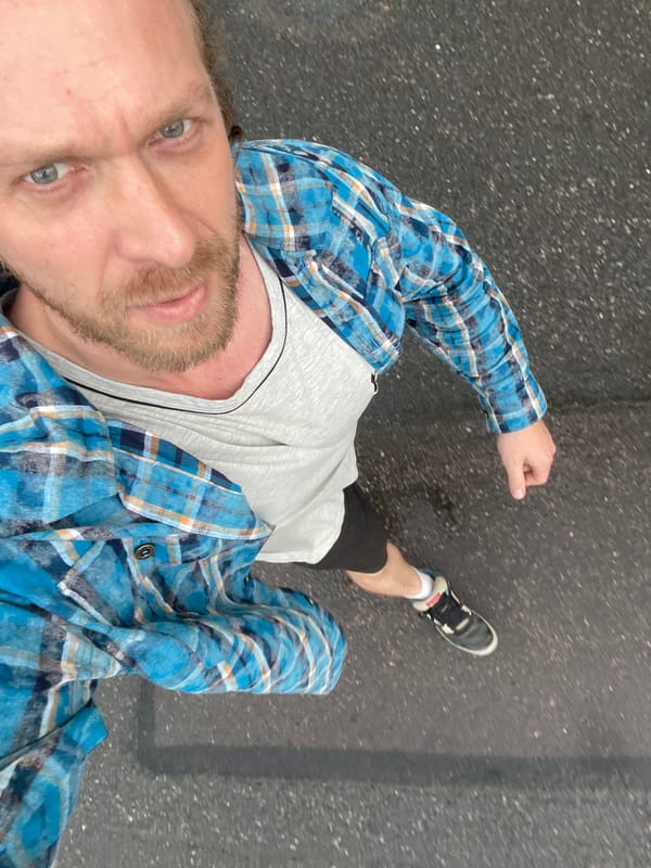 Looking up at camera in Saint Petersburg afternoon