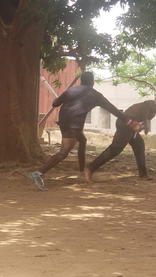 Daily life scenes captured in Nigerian neighborhoods include altercation, construction