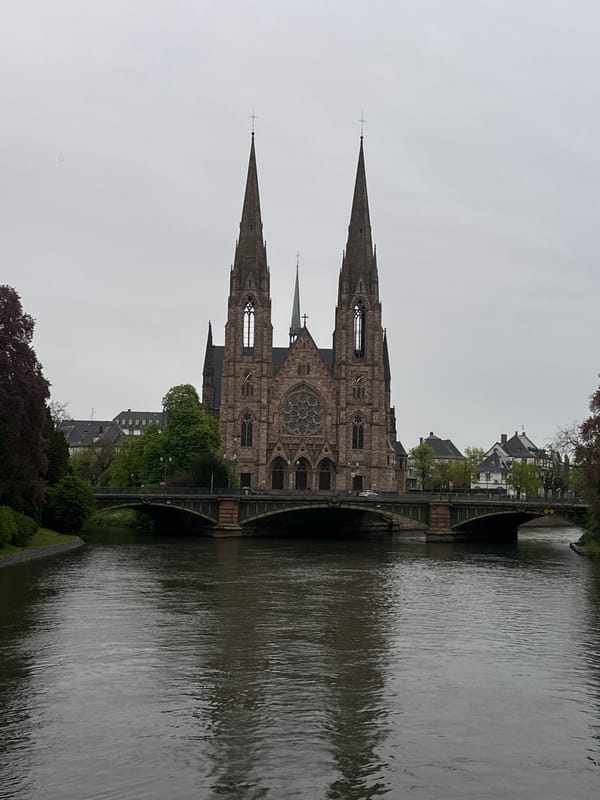 Saint Paul's Church photographed from Ill River in Strasbourg