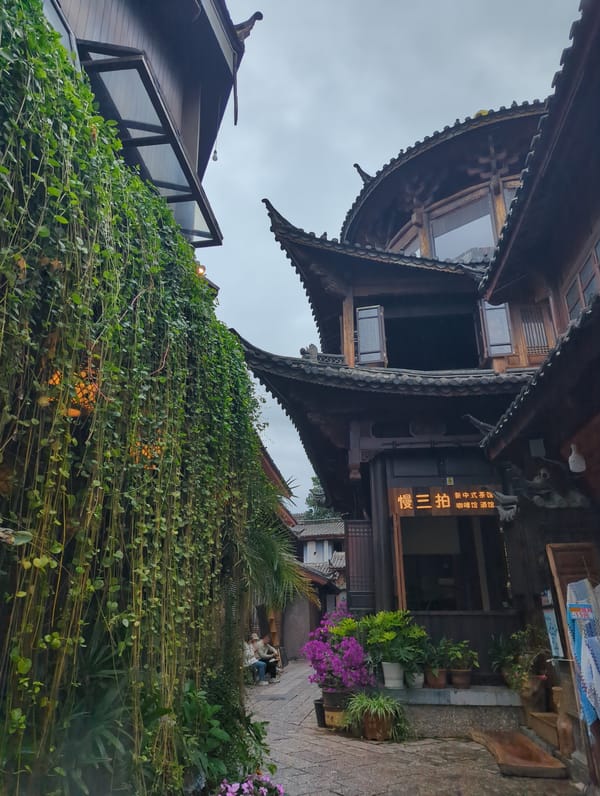 Wandering Lijiang's old town streets on a quiet morning