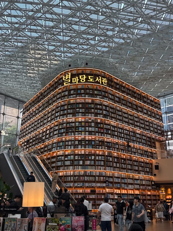 Visitors capture Seoul's iconic Starfield Library towering bookshelves