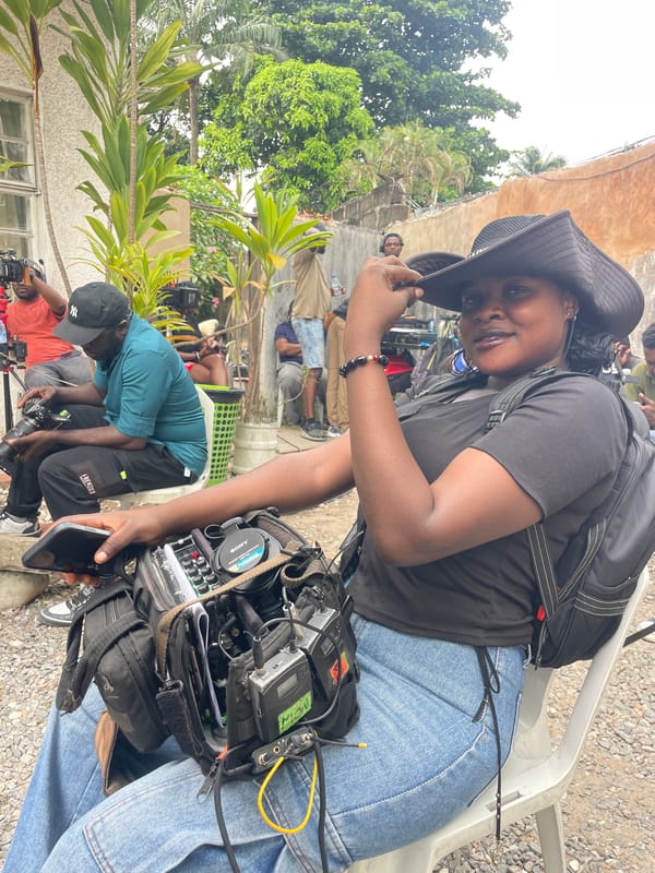 Film crew shoots outdoor production in Lagos, Nigeria