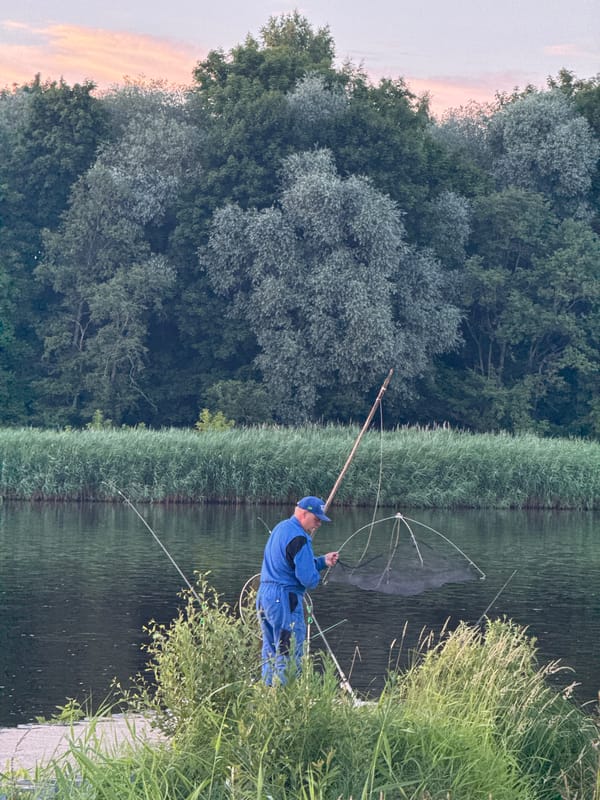 Sunset evening on the Gauja River — fishing and swimming