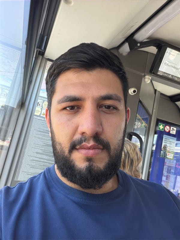 Man takes selfie on public transport in Krasnoyarsk