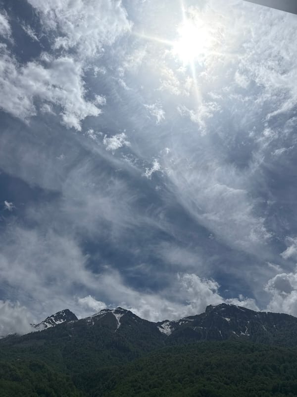 Morning walk captured in Krasnaya Polyana's Olympic mountain village