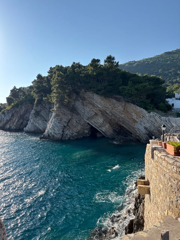 Coastal scenes and cafe views documented in Petrovac, Montenegro