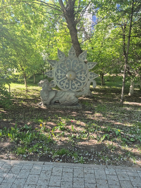 Early morning park scenes documented in Almaty, Kazakhstan