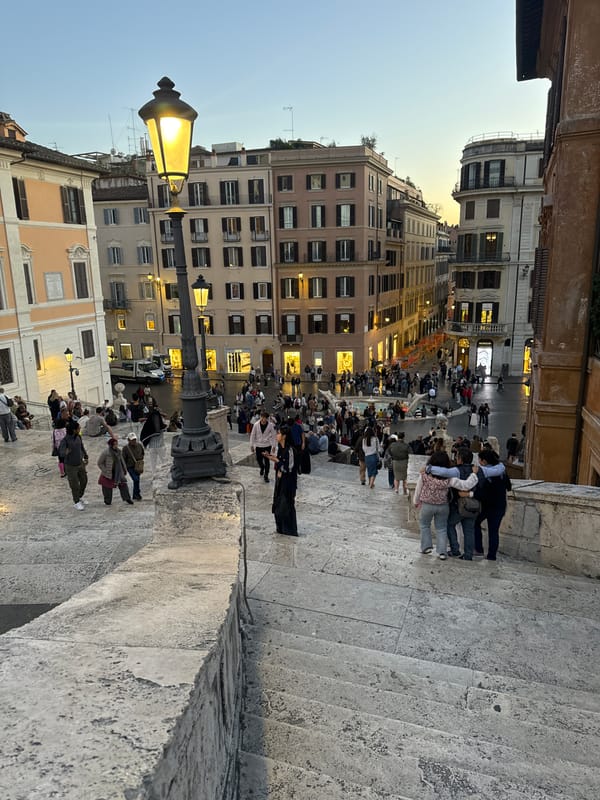 Tourist activity documented at Rome's Spanish Steps during afternoon hours
