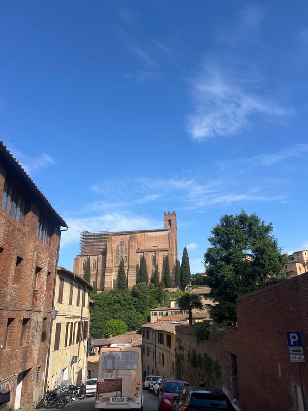 Morning scenes captured around Siena's Basilica di San Domenico
