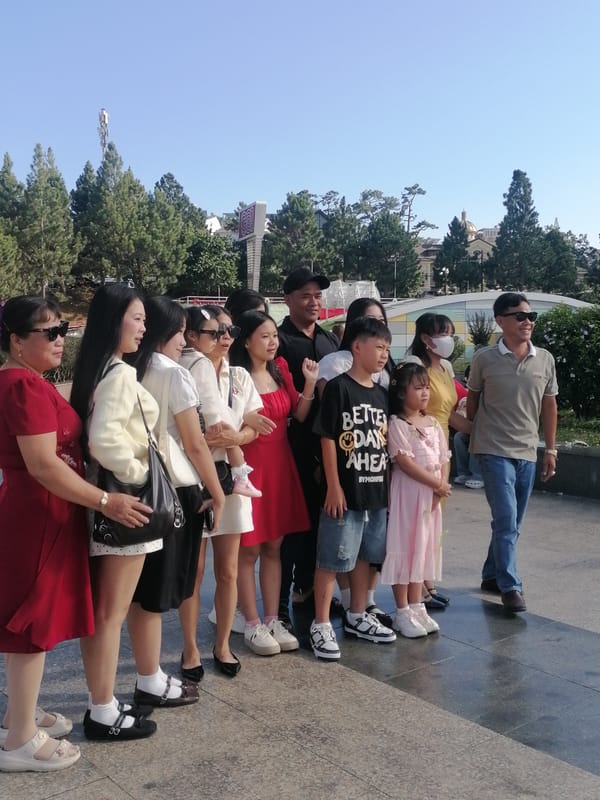 Casual morning out at a Da Lat public promenade