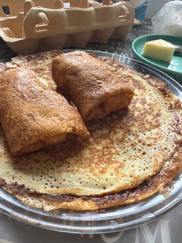 Traditional Russian blini pancakes served with butter in Moscow