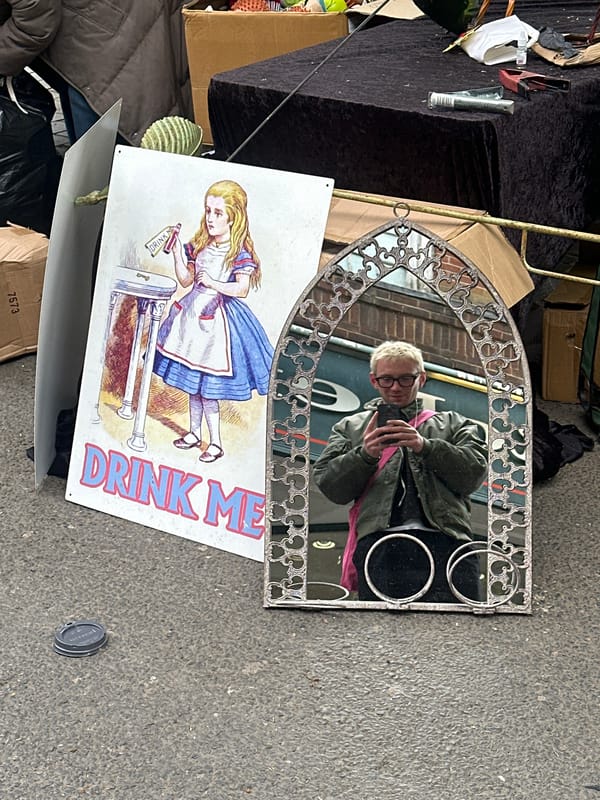 Objects scattered near flower stall in St Albans Market Place