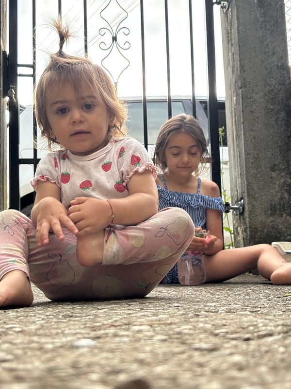 Kids playing outside on a summer afternoon in Oreshak