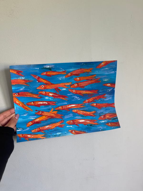 Orange fish painting displayed in Maidstone