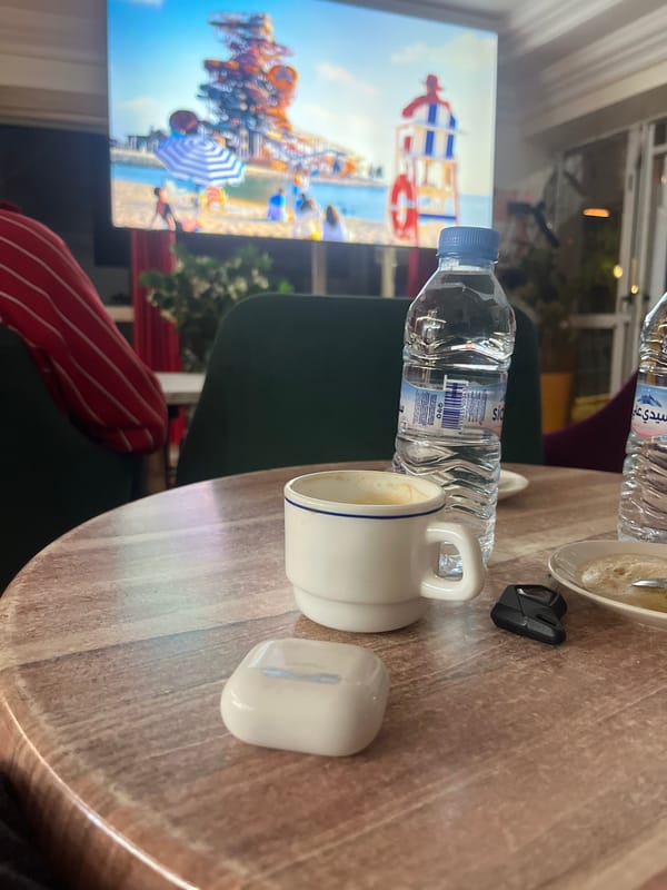 Coffee break during Everton-Manchester City match at Moroccan cafe