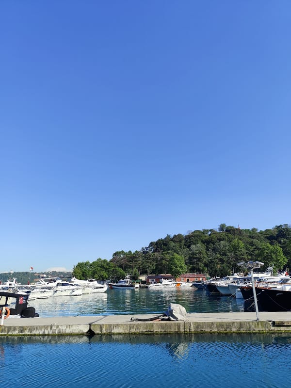 Peaceful afternoon at Sarıyer marina under clear skies
