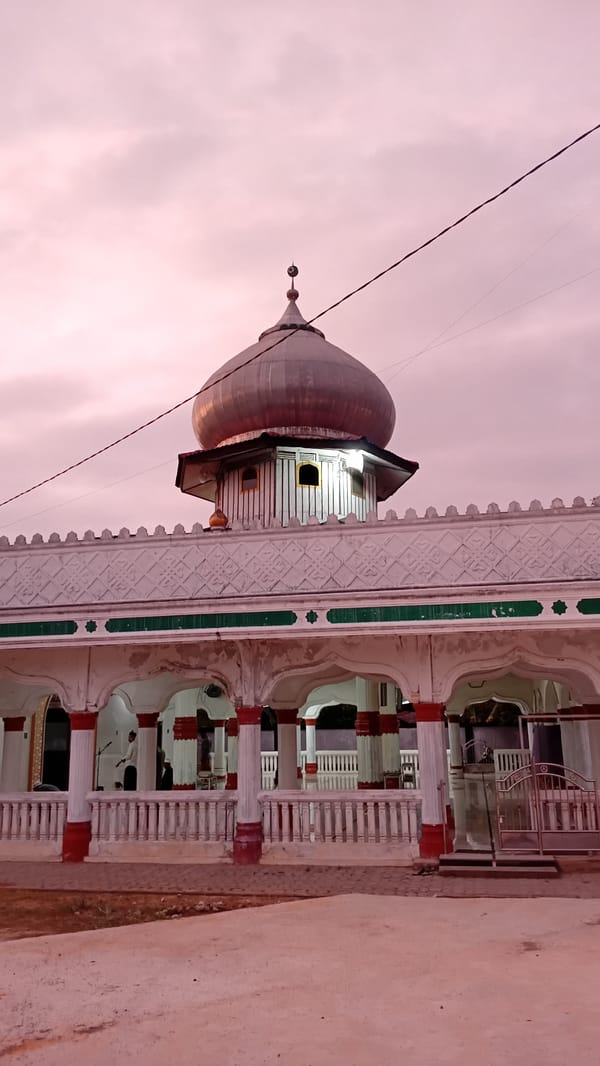Mosque and dusk sky in Lhokseumawe, Indonesia