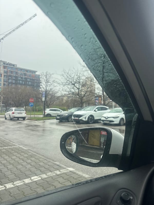 Morning car journey documented in Plovdiv with personal items