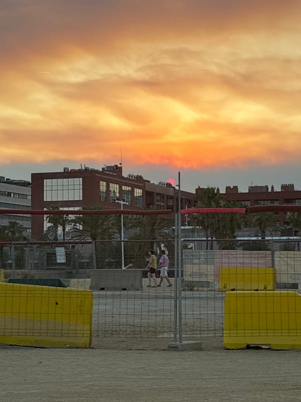 Evening scenes along Barcelona's Mar Bella waterfront