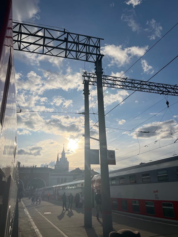Train scene captured at Moscow's Kazansky railway station
