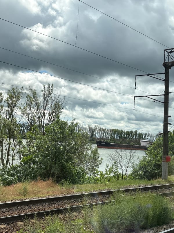 Train passenger spots barge on Don River near Rostov-on-Don