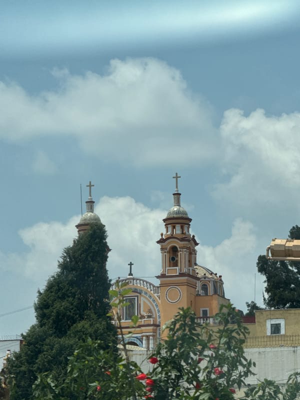 Colonial church architecture documented in Cholula, Mexico