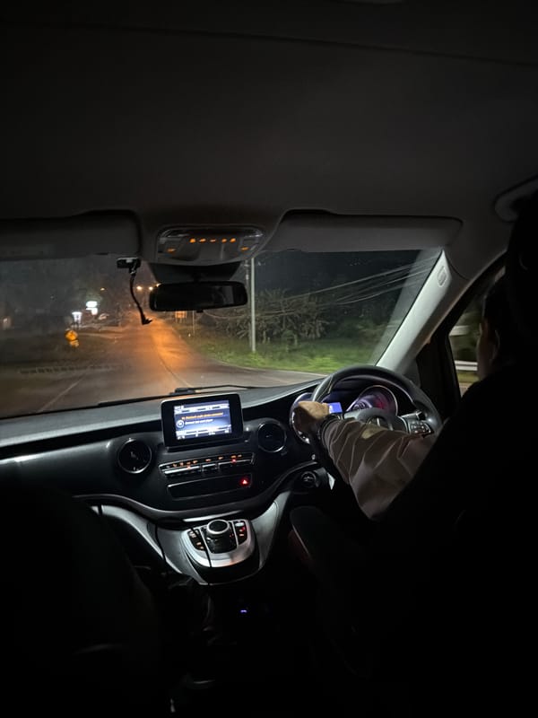 Night driving captured in Sakhu, Thailand