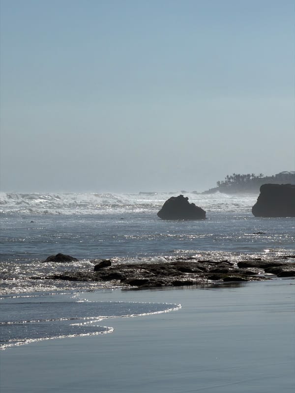 Morning beach scene on Bali's North Kuta coastline
