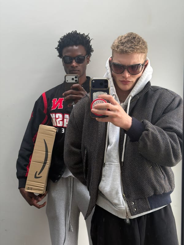 Mirror selfie captured of two individuals in London
