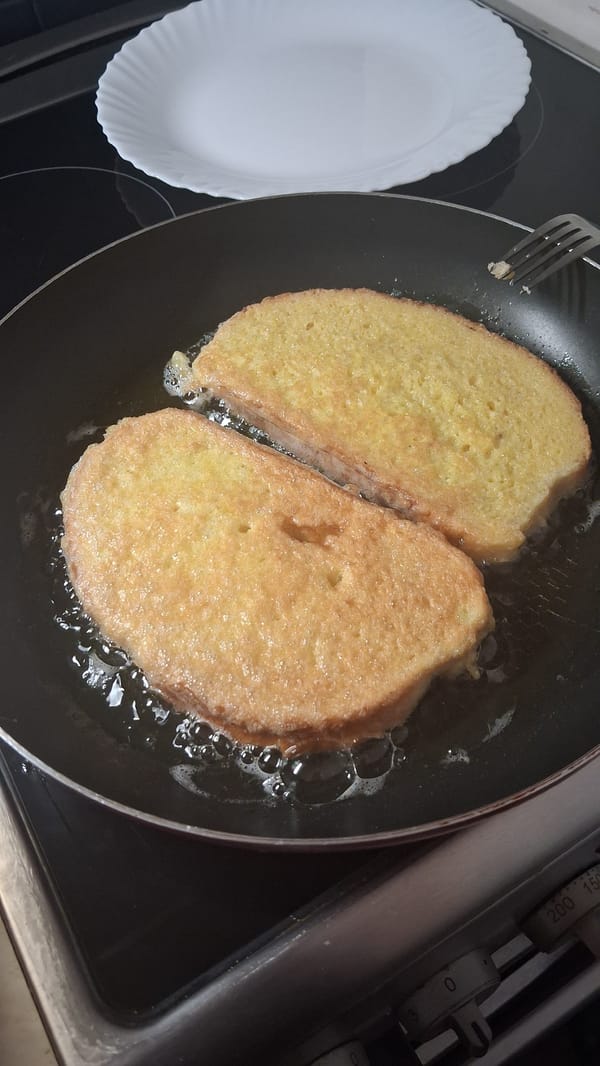 French toast preparation observed in Gotse Delchev, Bulgaria