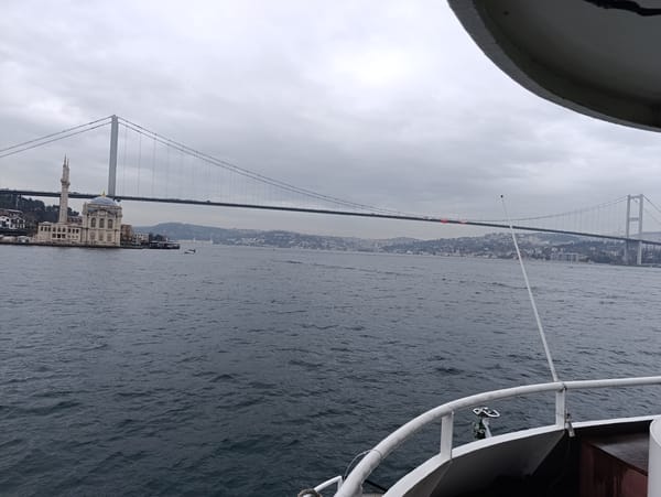 Morning boat journey documented on Bosphorus strait near Beşiktaş