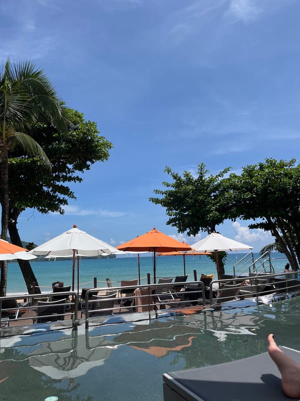 Beach and resort life along Ban Bang Thao on a June morning