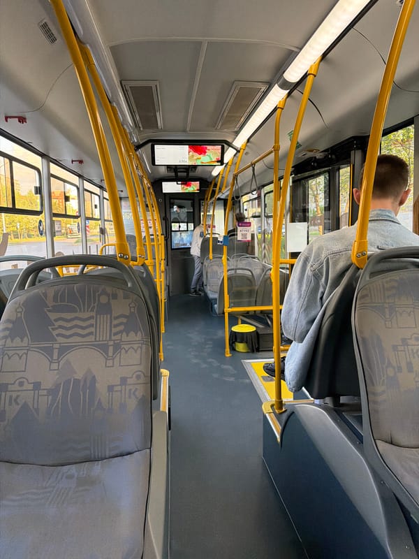 Passenger in denim jacket spotted on Krasnoyarsk city bus