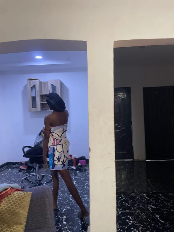 Sunset evening in an Abuja home, inside and out
