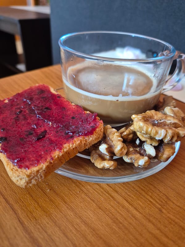 Morning meals and city views captured in Pleven