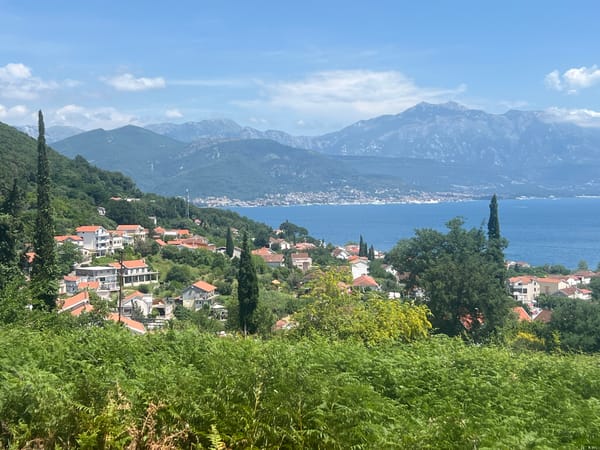 Cruise ship sails through Bay of Kotor, Montenegro