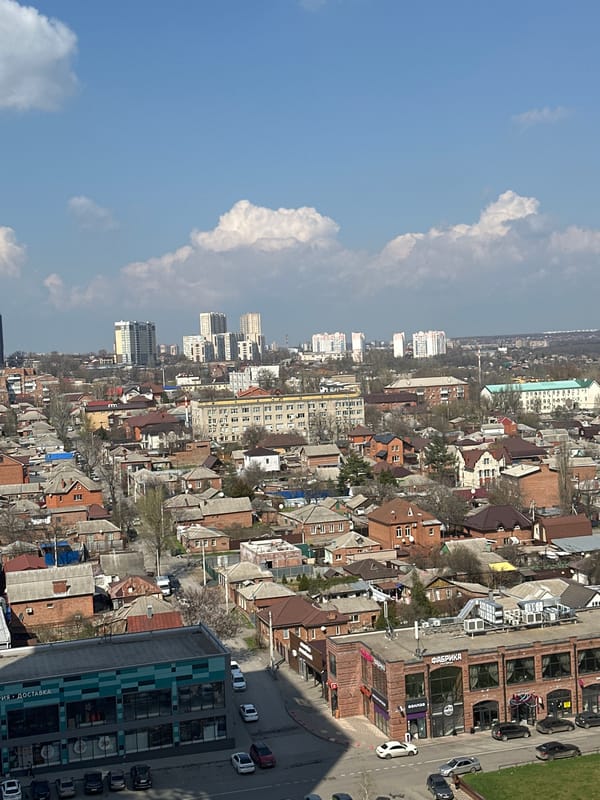Aerial views document Novoaleksandrovka cityscape and residential buildings