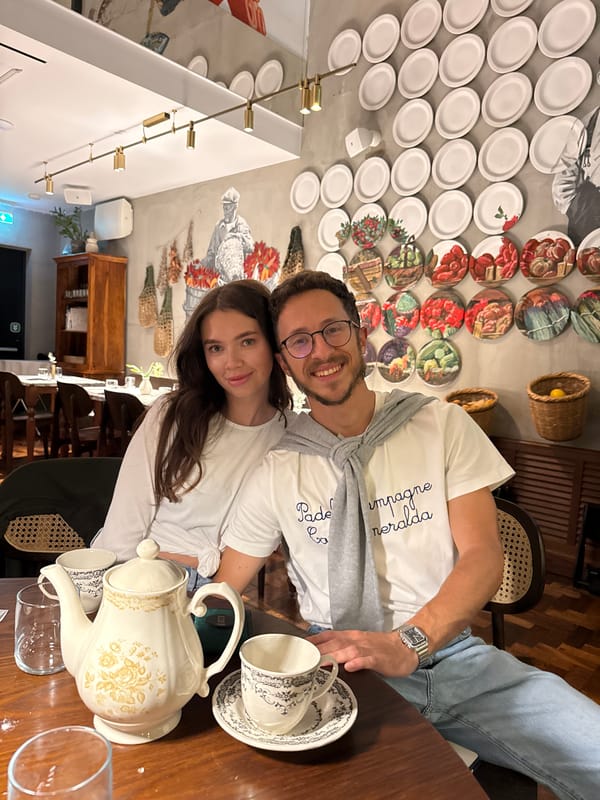 Couple enjoys dinner service at Limassol restaurant