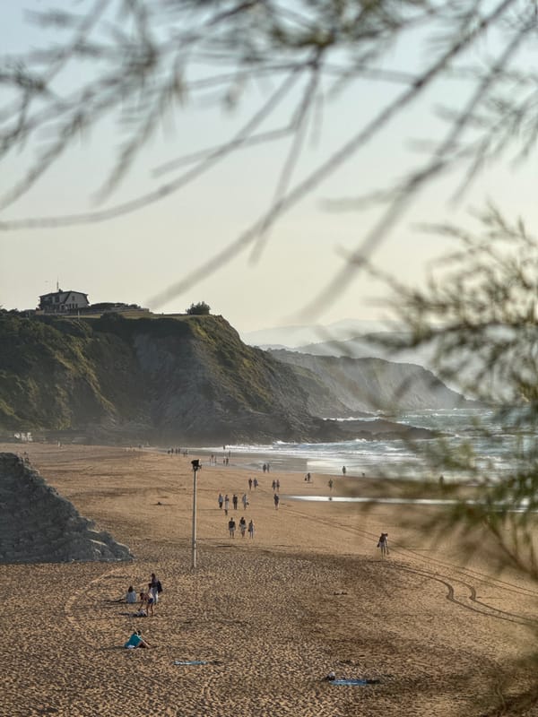 Golden hour at Sopela's Cantabrian coast, cliffs to shoreline