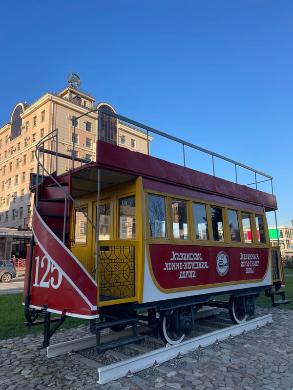 Vintage Soviet trams and trolleybuses displayed in Kazan transit museum