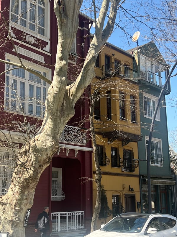 Multi-story building with diverse architecture documented in Istanbul