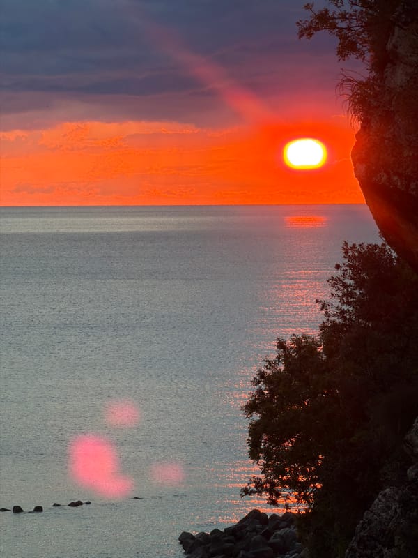 Vivid sunset observed in Đurovići, Montenegro