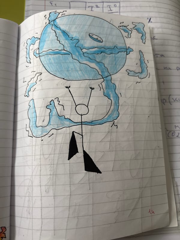 Student documents classroom doodling session in Bulgarian school