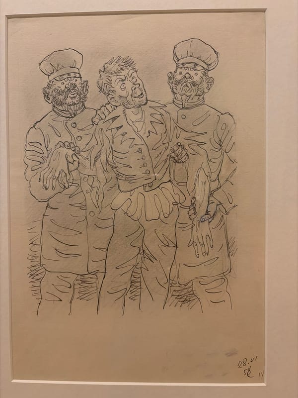 Framed drawings, paintings, and illustrations across mixed media styles