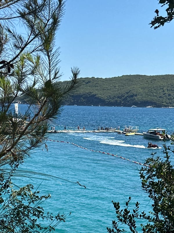 Budva's Adriatic coast on a clear summer afternoon