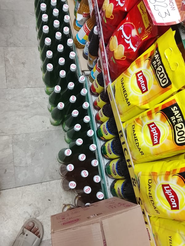 Routine shopping trip documented through Gulgasht Colony, Pakistan stores